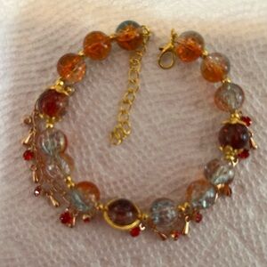 Chic Gold and Orange Beaded Bracelet